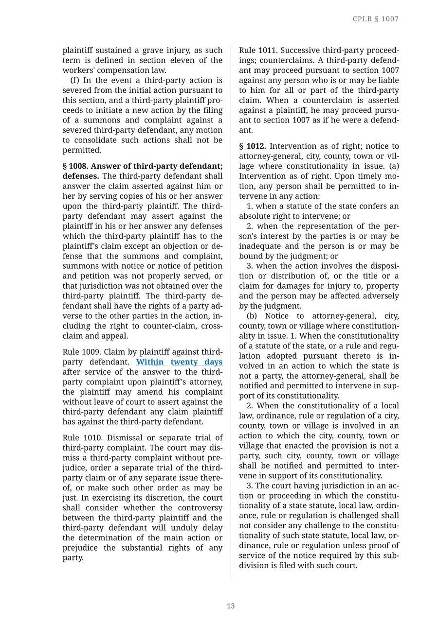 The JG-22 Civil Practice Law and Rules — Sample page  p13