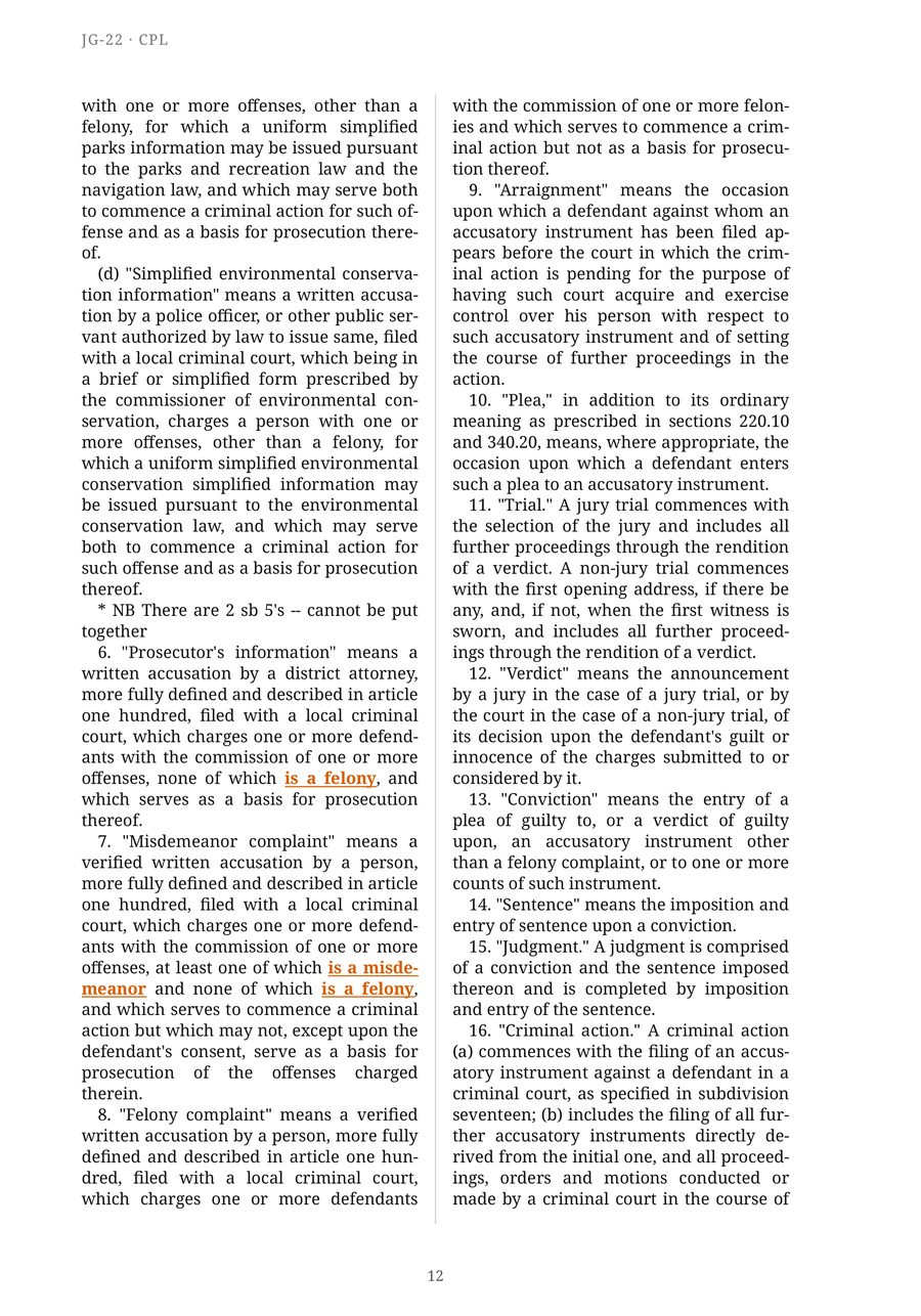 The JG-22 Criminal Procedure Law — Sample page  p12