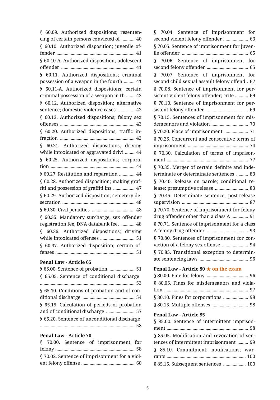 The JG-22 Penal Law — Index  p5